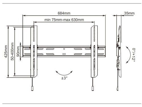 Multibrackets M Universal Wallmount Outdoor Tilt 600 MAX