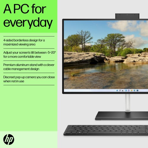 HP 24 -ck0000na AMD Ryzen™ 5 5625U 60.5 cm (23.8") 1920 x 1080 pixels All-in-One PC 8 GB DDR4-SDRAM 256 GB SSD Windows 11 Home Wi-Fi 5 (802.11ac) Black