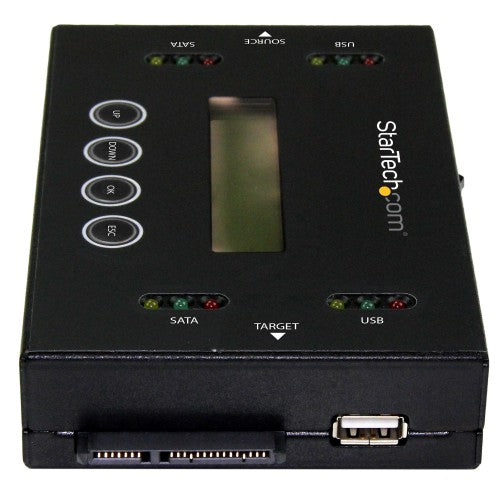 StarTech.com 1:1 Standalone Hard Drive Duplicator & Eraser, USB Thumb Drive and SATA HDD/SSD Disk Cloner & Eraser, LCD display, TAA Compliant, OS Independent