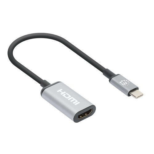 Manhattan USB-C to HDMI Cable, 4K@60Hz, 5 Gbps (USB 3.2 Gen1 aka USB 3.0), 15cm, Black, Male to Female, Three Year Warranty