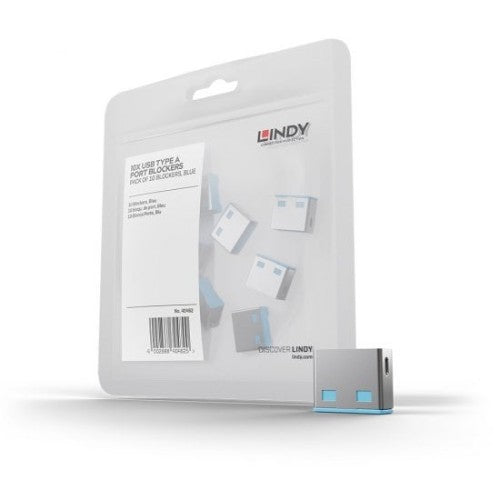 Lindy USB Port Blocker (without key) - Pack of 10, Colour Code: Blue