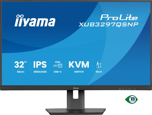 iiyama ProLite 32’’ QHD IPS technology panel with RJ45 (LAN), KVM Switch and USB-C Dock with 95W power delivery