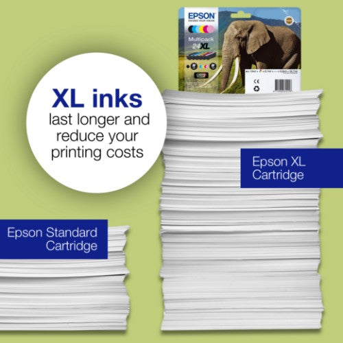 Epson C13T24384011/24XL Ink cartridge multi pack Bk,C,M,Y,LC,LM high-capacity, 6x740 pages 500pg + 5x740 pg, 1x10ml + 3x9ml + 2x10ml Pack=6 for Epson XP 750