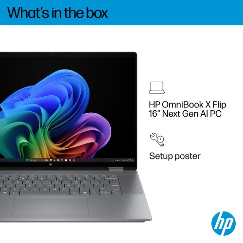 HP OmniBook X Flip Next Gen AI 16-ar0009na Copilot+ PC AMD Ryzen™ AI 5 340 Hybrid (2-in-1) 40.6 cm (16") Touchscreen 2K 16 GB LPDDR5x-SDRAM 1 TB SSD Wi-Fi 7 (802.11be) Windows 11 Home Silver