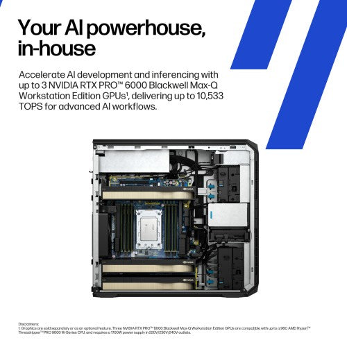HP Z6 G5 A Wolf Pro Security Edition AMD Ryzen Threadripper PRO 9965WX 64 GB DDR5-SDRAM 1 TB SSD Windows 11 Pro Tower Workstation AI Workstation Black