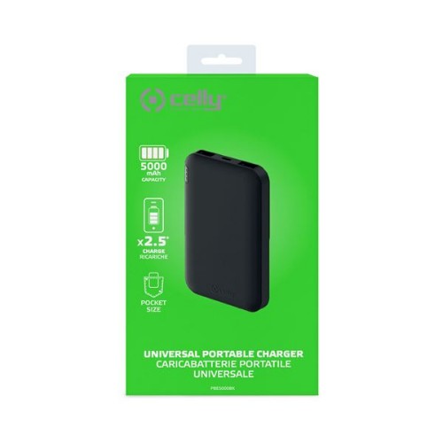 Celly PBE5000 power bank Black Lithium-Ion (Li-Ion) 5000 mAh