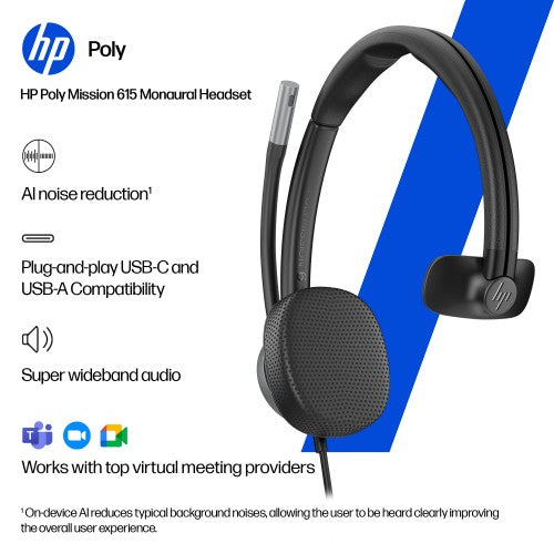 HP Poly Mission 625 Stereo USB Wired Headset
