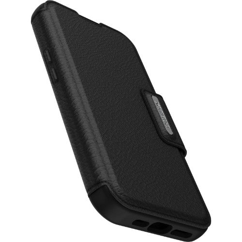 OtterBox Strada Series Folio MagSafe for iPhone 15 Pro, Shadow (Black)