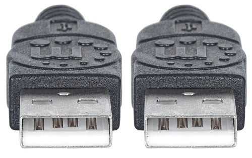 Manhattan USB-A to USB-A Cable, 3m, Male to Male, Black, 480 Mbps (USB 2.0), Hi-Speed USB, Lifetime Warranty