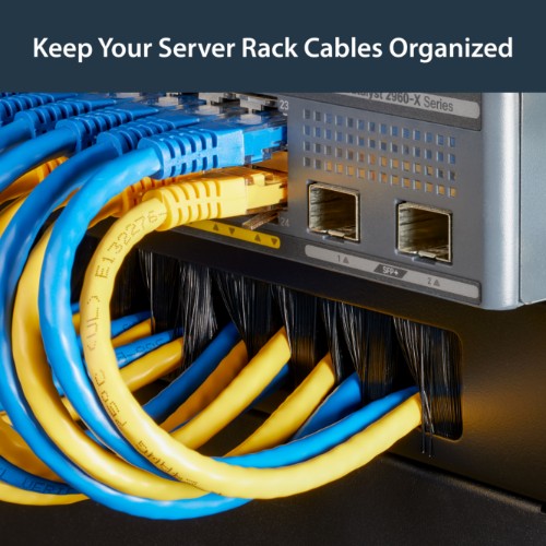 StarTech.com 1U High-density Brush Strip Cable Management Panel, Sturdy Steel Horizontal Data Centre Cable Organizer