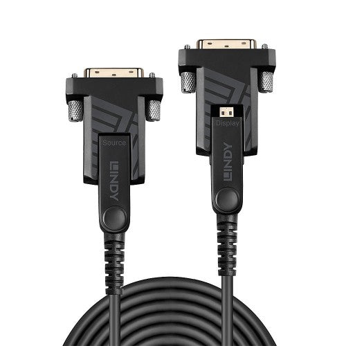 Lindy 30m Fibre Optic Hybrid Micro-HDMI 18G Cable with Detachable HDMI and DVI Connectors