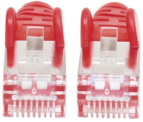 Intellinet Network Patch Cable, Cat6A, 0.5m, Red, Copper, S/FTP, LSOH / LSZH, PVC, RJ45, Gold Plated Contacts, Snagless, Booted, Lifetime Warranty