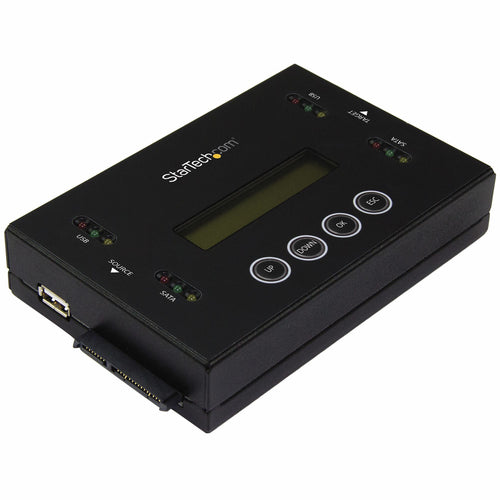 StarTech.com 1:1 Standalone Hard Drive Duplicator & Eraser, USB Thumb Drive and SATA HDD/SSD Disk Cloner & Eraser, LCD display, TAA Compliant, OS Independent