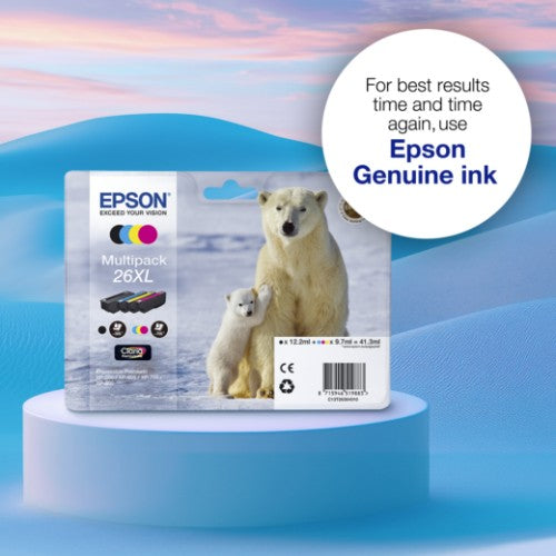 Epson C13T26364010/26XL Ink cartridge multi pack Bk,C,M,Y high-capacity XL 1x500,3x700, 12ml 3x10ml Pack=4 for Epson XP 600
