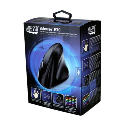 Adesso iMouse E30 - 2.4 GHz Wireless Vertical Programmable Mouse