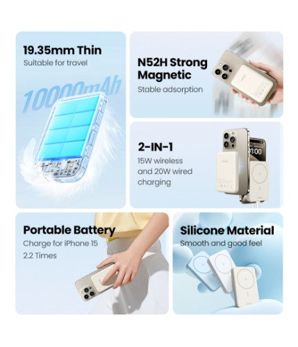 Ugreen 25208 power bank 10000 mAh Wireless charging Beige