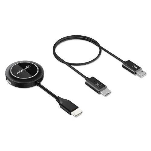 Manhattan 1080p Wireless HDMI Display Presentation Kit, 2-Piece Set with HDMI Receiver and HDMI Transmitter Dongle to Wirelessly Display a Video Signal from a Laptop/Tablet/Smartphone on an HDMI TV or Projector, Black