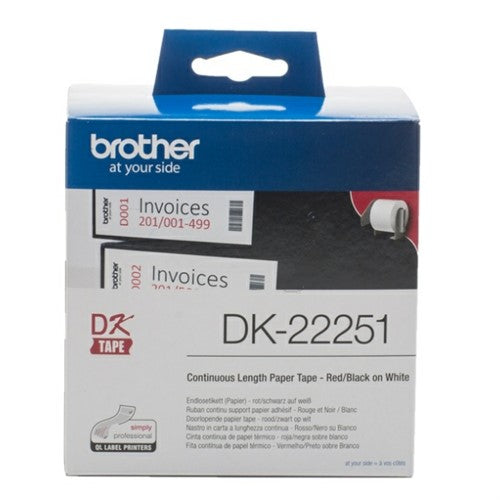 Brother DK22251 DirectLabel Etikettes red / black on white 62 mm x 15,24 m for Brother P-Touch QL 800