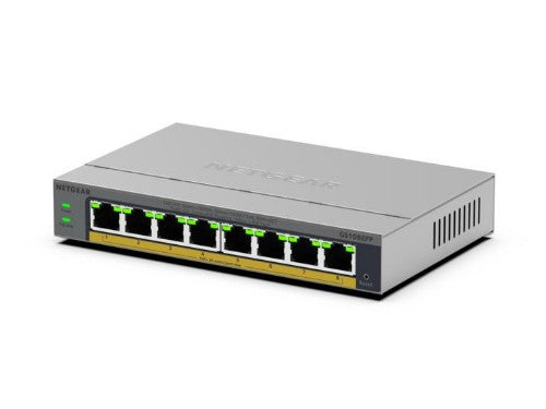 NETGEAR GS108EPP Unmanaged Gigabit Ethernet (10/100/1000) Power over Ethernet (PoE) Desktop/Wall-Mounting Grey