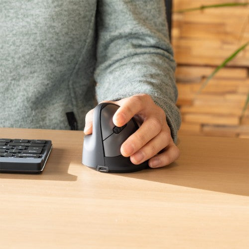 R-Go Tools Ergonomic mouse R-Go HE Break with break software, large (hand size ≥ 185 mm), left-handed, Bluetooth, black