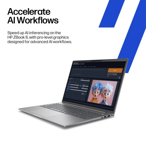 HP ZBook 8 G1i Data Science Intel Core Ultra 7 255H Mobile workstation 40.6 cm (16") WUXGA 16 GB DDR5-SDRAM 512 GB SSD NVIDIA RTX 500 Ada Wi-Fi 7 (802.11be) Windows 11 Pro AI Workstation, AI PC Silver
