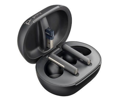 HP Poly Voyager Free 60+ UC M Carbon Black Earbuds +BT700 USB-A Adapter +Touchscreen Charge Case