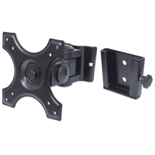 Manhattan Wall Mount for TV & Monitors (Tilt and Swivel 2 pivots), For screens 13" to 27", VESA compatability: 75x75mm and 100x100mm - check the dimensions of the four mounting holes on back of screen to ensure it fits, Max 12kg, Black, Bracket