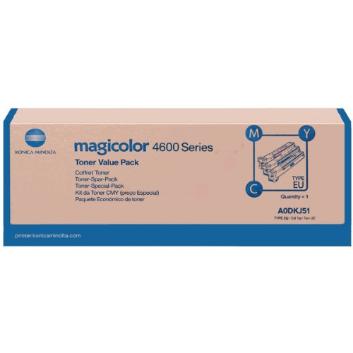 Konica Minolta A0DKJ51 Toner Rainbow-Kit (c,m,y), 4K pages/5% for KM MagiColor 4650