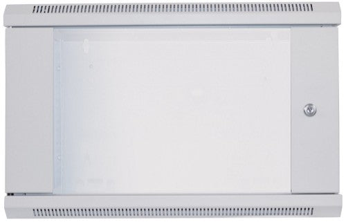 Intellinet 19" Network Cabinet - Wall Mount (Standard), 6U, 450mm Deep, Grey, Flatpack, Max 60kg, Suitable also for use on desk or floor, Usable Depth 260mm, Metal & Glass Door, Back Panel, Removeable Sides, Parts for wall install (eg screws/rawl plugs) n