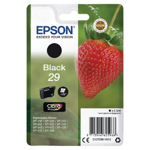 Epson C13T29814012/29 Ink cartridge black, 175 pages 5,3ml for Epson XP 235/335