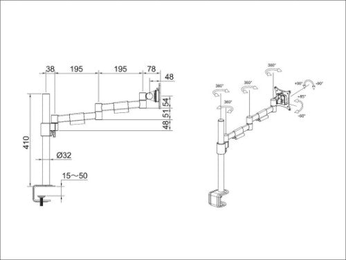 Multibrackets M VESA Deskmount Officeline Single II Black