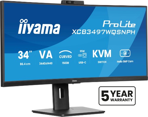 iiyama ProLite XCB3497WQSNPH-B1 computer monitor 86.4 cm (34") 3440 x 1440 pixels UltraWide Quad HD LED Black