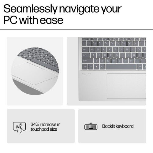 HP Pavilion 16-af0002na Intel Core Ultra 7 155U Laptop 40.6 cm (16") 2K 16 GB LPDDR5x-SDRAM 1 TB SSD Wi-Fi 6 (802.11ax) Windows 11 Home AI PC Silver