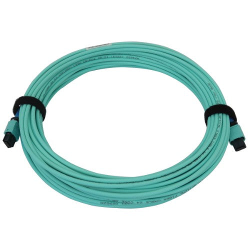 Tripp Lite N846B-15M-24-P 40/100/400G Multimode 50/125 OM3 Fiber Optic Cable (24F MTP/MPO-PC F/F), LSZH, Aqua, 15 m (49.2 ft.)