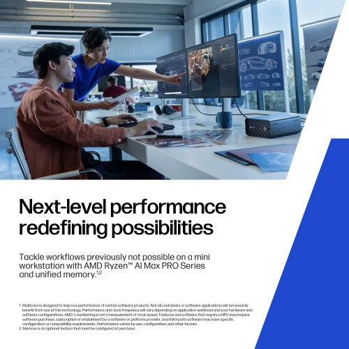 HP Z2 G1a Wolf Pro Security Edition Copilot+ PC AMD Ryzen AI Max PRO 390 64 GB LPDDR5x-SDRAM 1 TB SSD Windows 11 Pro Mini PC Workstation AI Workstation, AI PC Black
