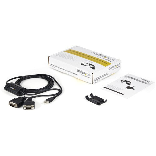 StarTech.com 6ft (1.8m) 2-Port FTDI USB to Serial RS232 Adapter Cable with COM Retention, USB to RS232 Adapter - TAA