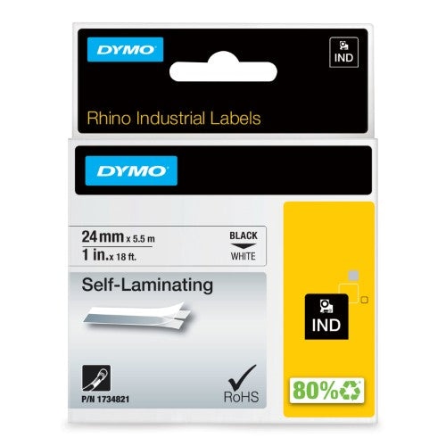 Dymo 1734821/S0773860 Ribbon self-laminating black on white 24mm x 5,5m for Dymo Rhino 6-24mm