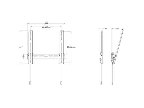 Multibrackets M Universal Wallmount Tilt Air Medium Black