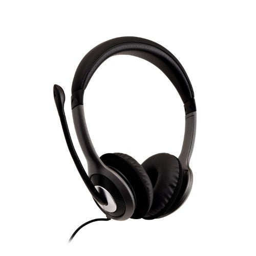 V7 HU521-2EP headphones/headset Wired Head-band Office/Call center Black, Silver