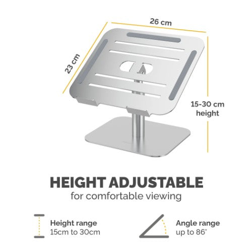 Fellowes Alumia Laptop Riser Desk Based Laptop Stand Max Size 15 inch Max Weight 5kg Silver