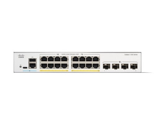 Cisco Catalyst 1300-16P-4X Managed Switch, 16 Port GE, PoE, 4x10GE SFP+, Limited Lifetime Protection (C1300-16P-4X)