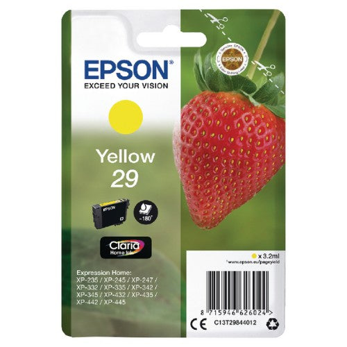 Epson C13T29844012/29 Ink cartridge yellow, 180 pages ISO/IEC 19752 3,2ml for Epson XP 235/335