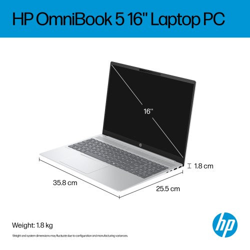 HP OmniBook 5 16-bc1000na AMD Ryzen™ 7 8840U Laptop 40.6 cm (16") Touchscreen 2K 16 GB LPDDR5-SDRAM 1 TB SSD Wi-Fi 6 (802.11ax) Windows 11 Home AI PC Silver