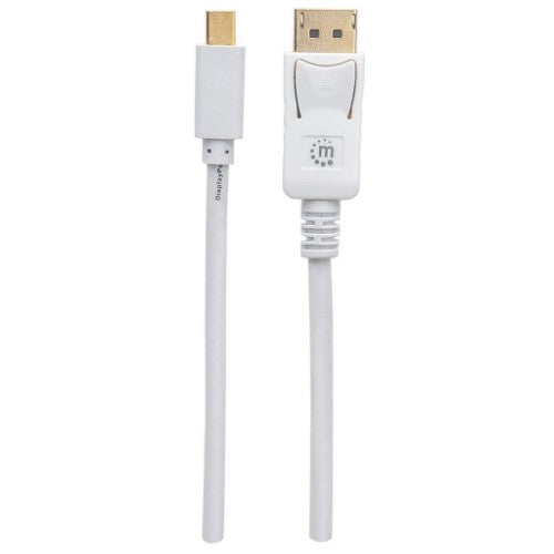 Manhattan Mini DisplayPort 1.2 to DisplayPort Cable, 4K@60Hz, 2m, Male to Male, White, Lifetime Warranty, Equivalent to MDP2DPMM2MW