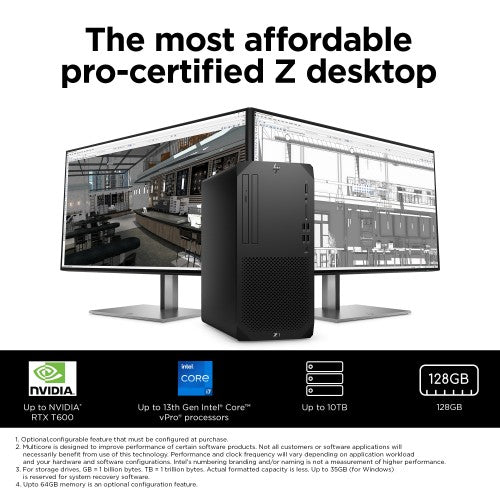 HP Z1 G9 Tower Intel® Core™ i9 i9-14900 32 GB DDR5-SDRAM 1 TB SSD NVIDIA GeForce RTX 4060 Windows 11 Pro Workstation AI Workstation Black