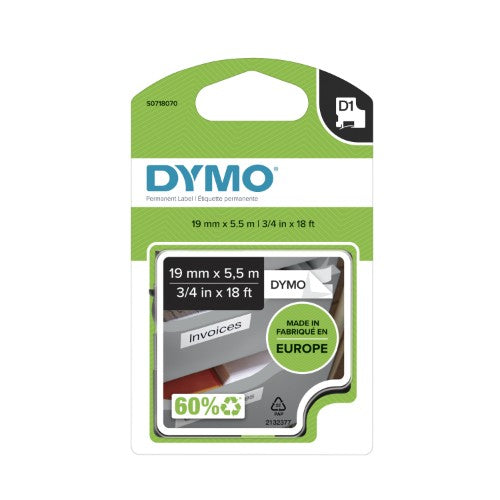 Dymo 16960/S0718070 DirectLabel-etikettes Polyester black on white 19mm x 5,5m for Dymo D1 6-19mm/24mm/400 Duo