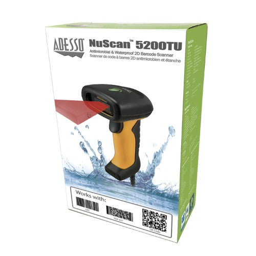 Adesso NuScan 5200TU - Antimicrobial & Waterproof 2D Barcode Scanner