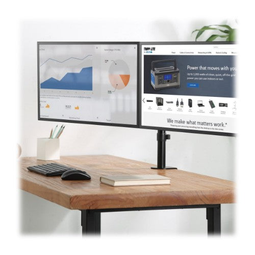 Tripp Lite DDR1327SDFC-1 Dual-Monitor Flex-Arm Desktop Clamp for 13” to 27” Displays