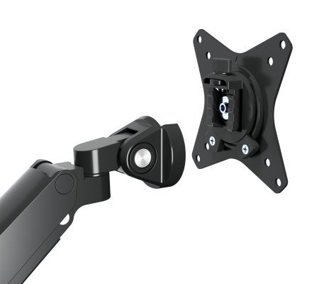 Manhattan Dual Desk Mount for TV & Monitors (Full Motion Gas Spring) with built-in Dock, For screens to 27", Ports (x7): Ethernet,HDMI (x2),USB-A (x3) and USB-C,Power Delivery (100W) to USB-C Port (Separate USB-C wall charger/cable needed),VESA: 75x75 and