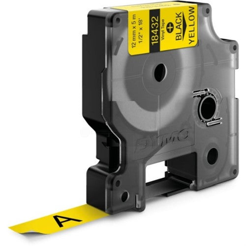 Dymo 18432/S0718450 Ribbon Vinyl black on yellow 12mm x 5,5m for Dymo Rhino 6-12mm/19mm/24mm